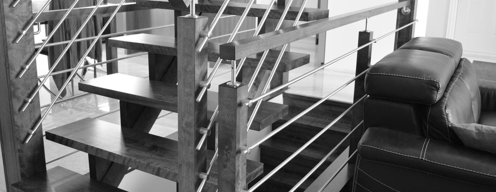 escaliers contemporaine stainless bois merisier